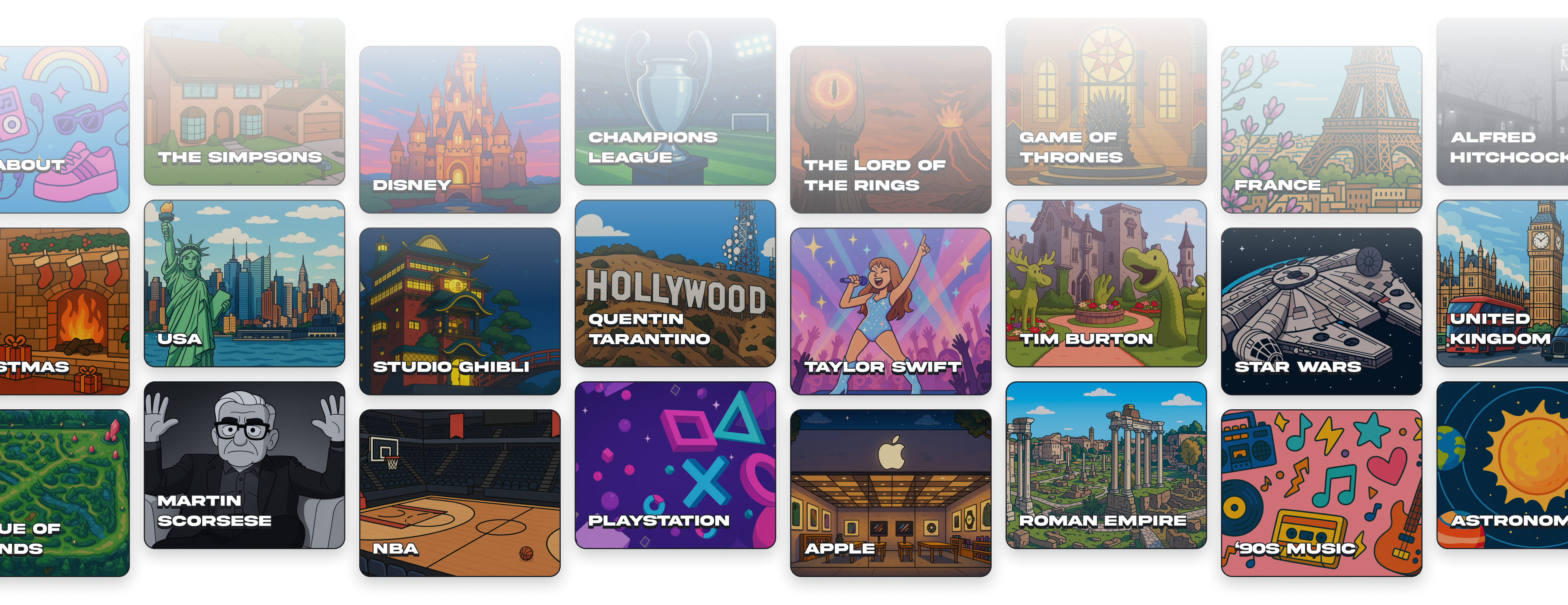 background pattern of images of themes