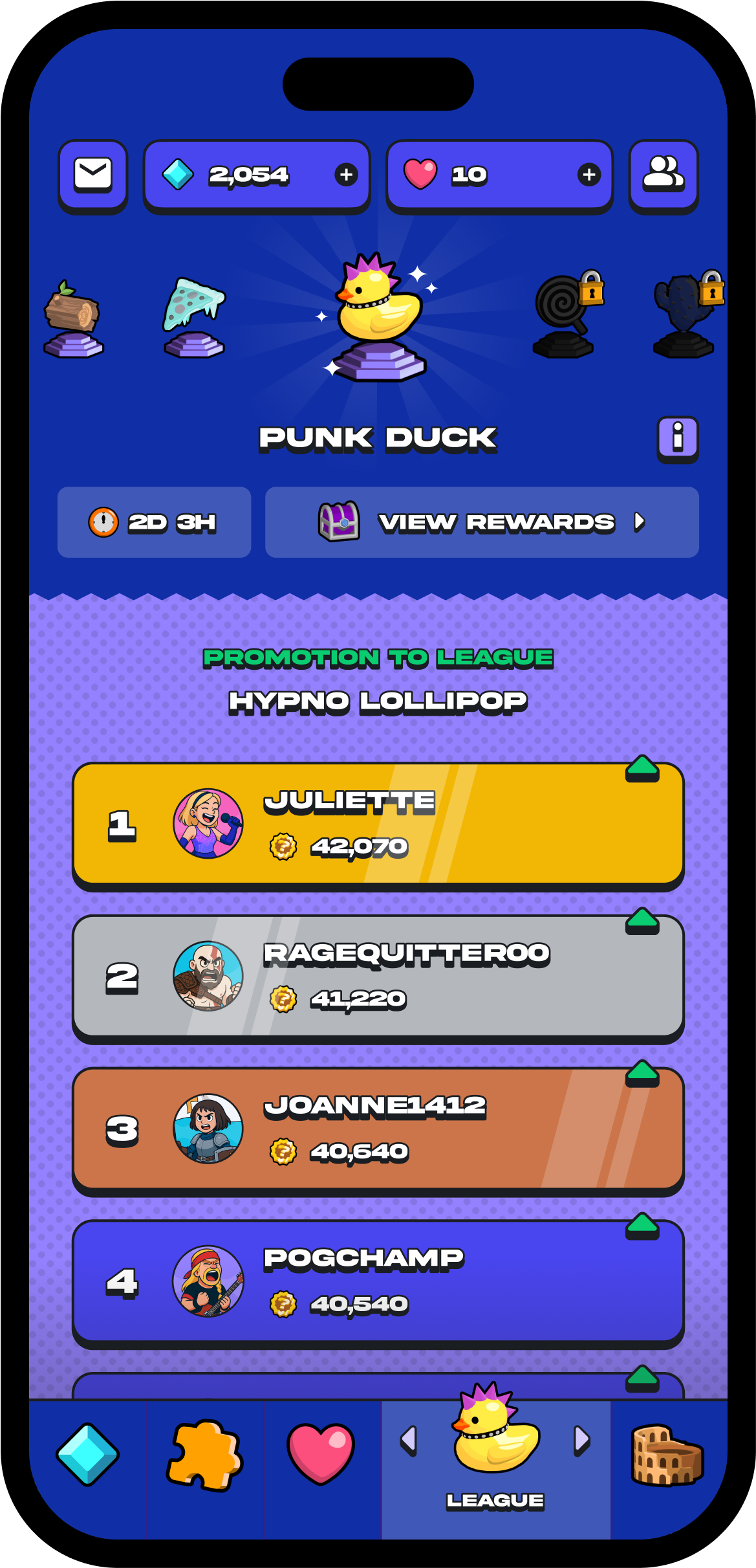 app image showing the leagues section of the app